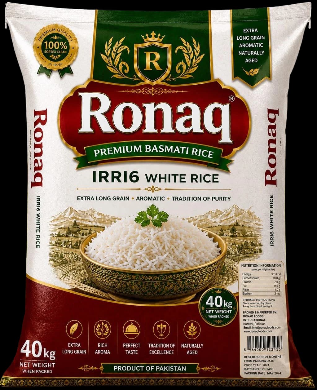 Ronaq IRRI6 White Rice, 40 kg